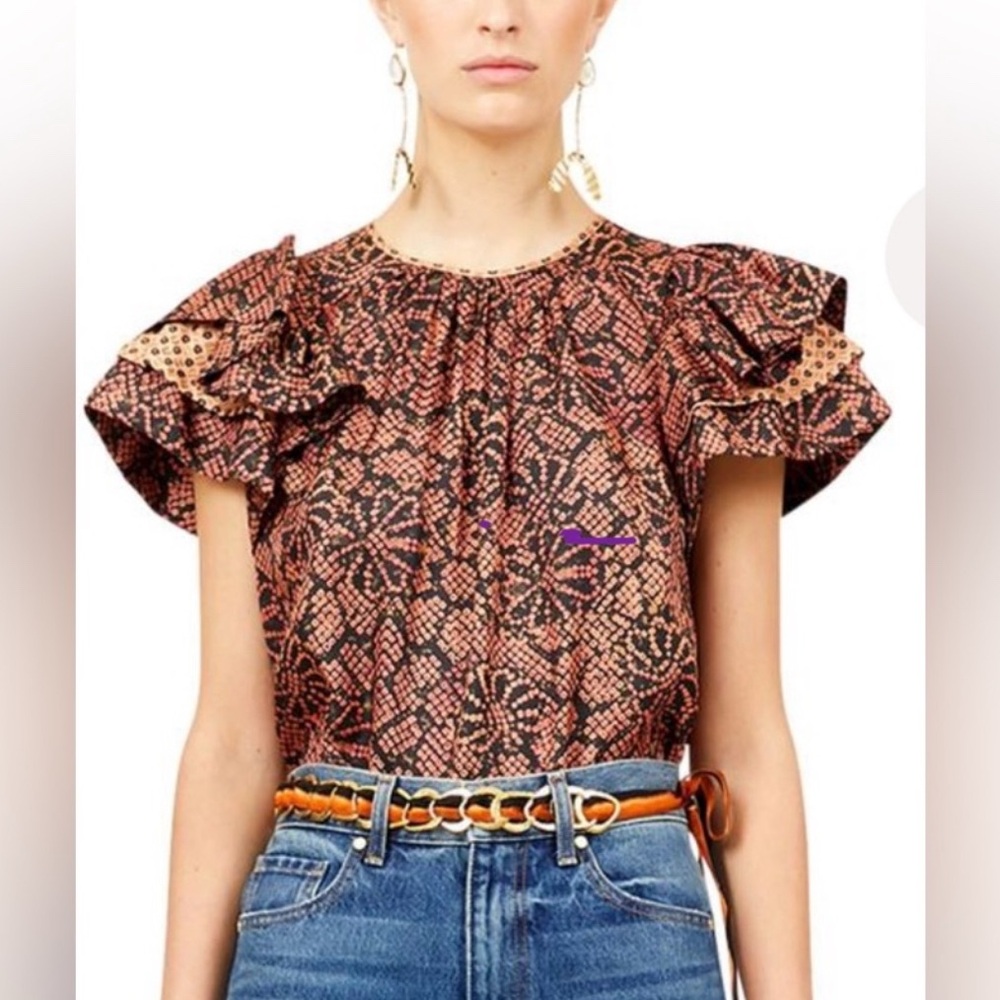 Ulla Johnson Josephine Top in Pink Thistle Silk Blend Women's Size 6